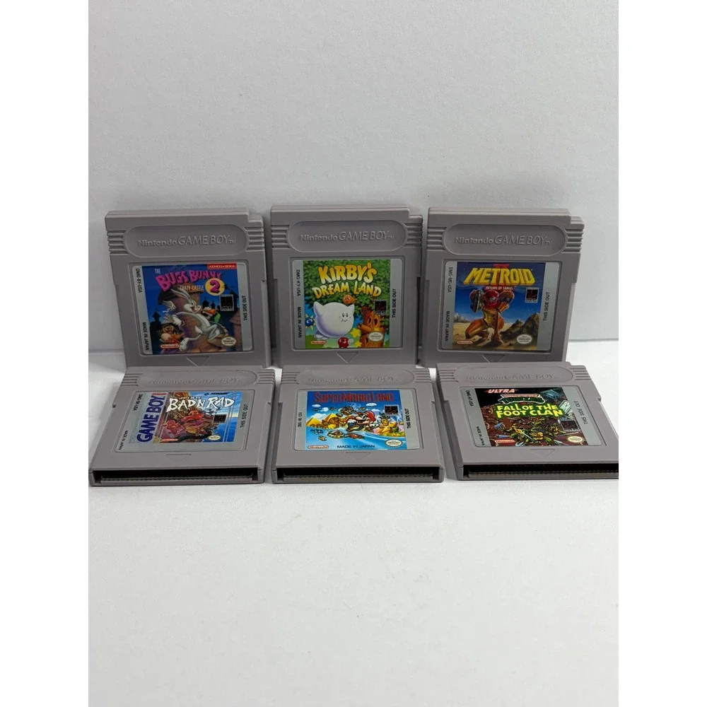 Nintendo Game Boy 6 Game Lot Kirby Metroid Mario TMNT Bugs Bunny Skate or Die NM